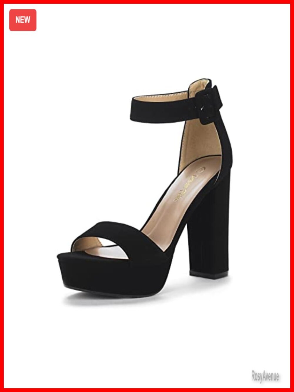 Women's Platform High Heel Sandals Faux Leather Ankle Strap Open Toe